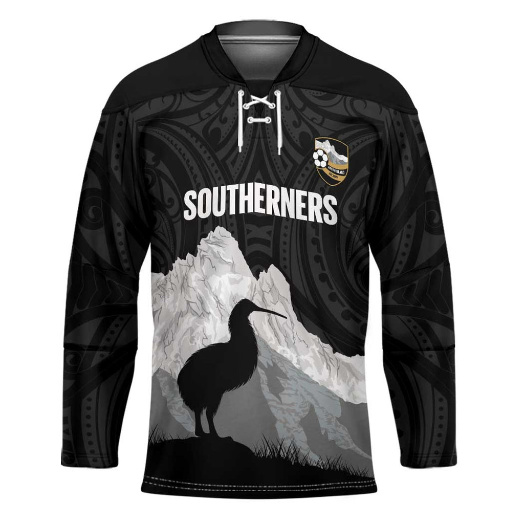 New Zealand South Island Football Custom Hockey Jersey Aoraki Mount Cook With Kiwi Maori Pattern