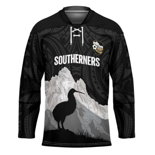 New Zealand South Island Football Custom Hockey Jersey Aoraki Mount Cook With Kiwi Maori Pattern