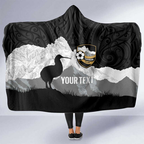 New Zealand South Island Football Custom Hooded Blanket Aoraki Mount Cook With Kiwi Maori Pattern