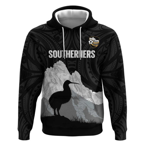 New Zealand South Island Football Custom Hoodie Aoraki Mount Cook With Kiwi Maori Pattern