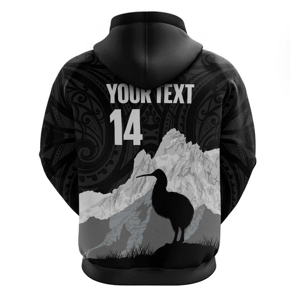 New Zealand South Island Football Custom Hoodie Aoraki Mount Cook With Kiwi Maori Pattern