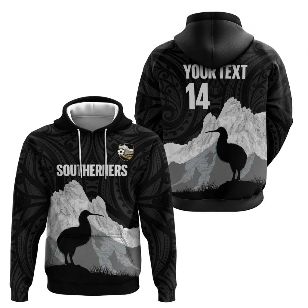 New Zealand South Island Football Custom Hoodie Aoraki Mount Cook With Kiwi Maori Pattern