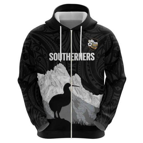 New Zealand South Island Football Custom Hoodie Aoraki Mount Cook With Kiwi Maori Pattern