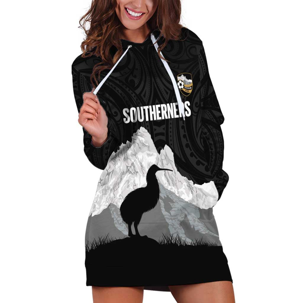 New Zealand South Island Football Custom Hoodie Dress Aoraki Mount Cook With Kiwi Maori Pattern