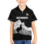 New Zealand South Island Football Custom Kid Hawaiian Shirt Aoraki Mount Cook With Kiwi Maori Pattern