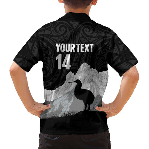 New Zealand South Island Football Custom Kid Hawaiian Shirt Aoraki Mount Cook With Kiwi Maori Pattern