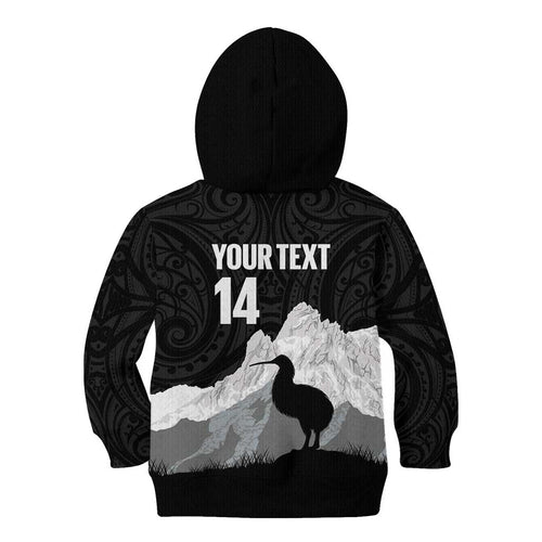 New Zealand South Island Football Custom Kid Hoodie Aoraki Mount Cook With Kiwi Maori Pattern