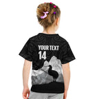 New Zealand South Island Football Custom Kid T Shirt Aoraki Mount Cook With Kiwi Maori Pattern