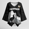 New Zealand South Island Football Custom Kimono Sleeve Blouse Aoraki Mount Cook With Kiwi Maori Pattern