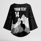 New Zealand South Island Football Custom Kimono Sleeve Blouse Aoraki Mount Cook With Kiwi Maori Pattern