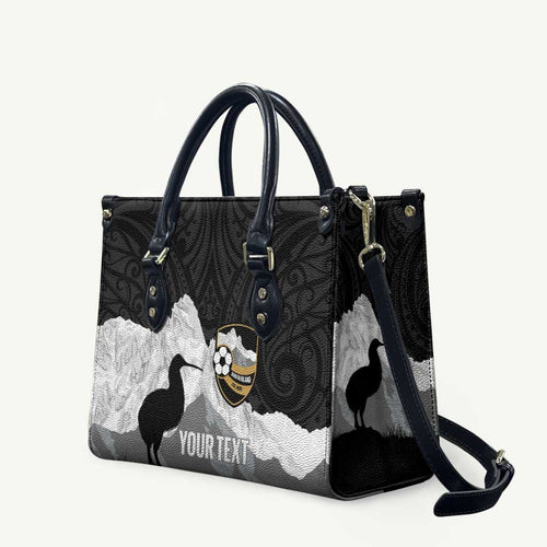 New Zealand South Island Football Custom Leather Bag Aoraki Mount Cook With Kiwi Maori Pattern