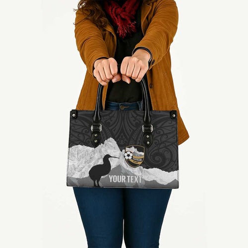 New Zealand South Island Football Custom Leather Bag Aoraki Mount Cook With Kiwi Maori Pattern