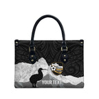 New Zealand South Island Football Custom Leather Bag Aoraki Mount Cook With Kiwi Maori Pattern