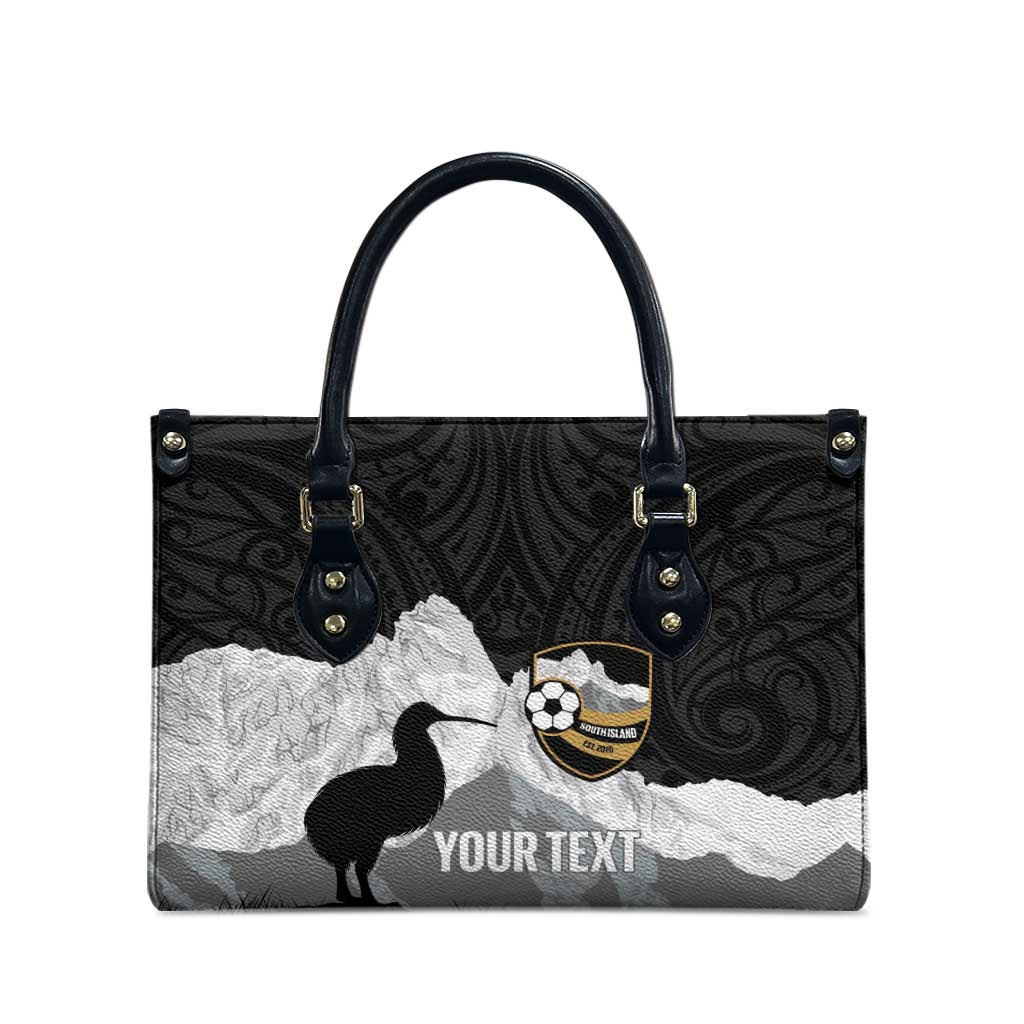 New Zealand South Island Football Custom Leather Bag Aoraki Mount Cook With Kiwi Maori Pattern