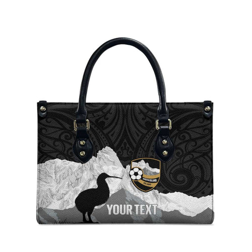 New Zealand South Island Football Custom Leather Bag Aoraki Mount Cook With Kiwi Maori Pattern