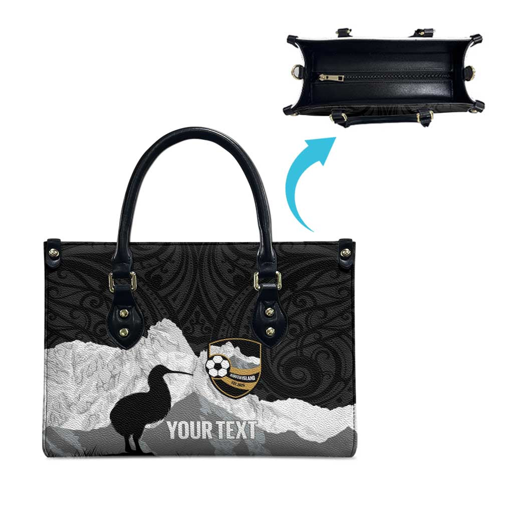 New Zealand South Island Football Custom Leather Bag Aoraki Mount Cook With Kiwi Maori Pattern