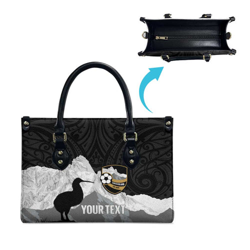 New Zealand South Island Football Custom Leather Bag Aoraki Mount Cook With Kiwi Maori Pattern