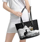 New Zealand South Island Football Custom Leather Tote Bag Aoraki Mount Cook With Kiwi Maori Pattern