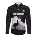 New Zealand South Island Football Custom Long Sleeve Button Shirt Aoraki Mount Cook With Kiwi Maori Pattern