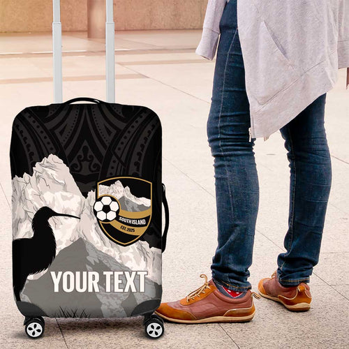 New Zealand South Island Football Custom Luggage Cover Aoraki Mount Cook With Kiwi Maori Pattern