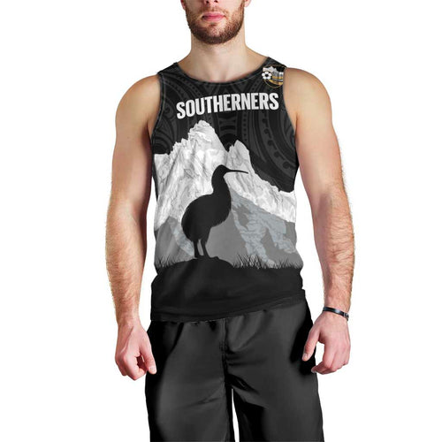 New Zealand South Island Football Custom Men Tank Top Aoraki Mount Cook With Kiwi Maori Pattern