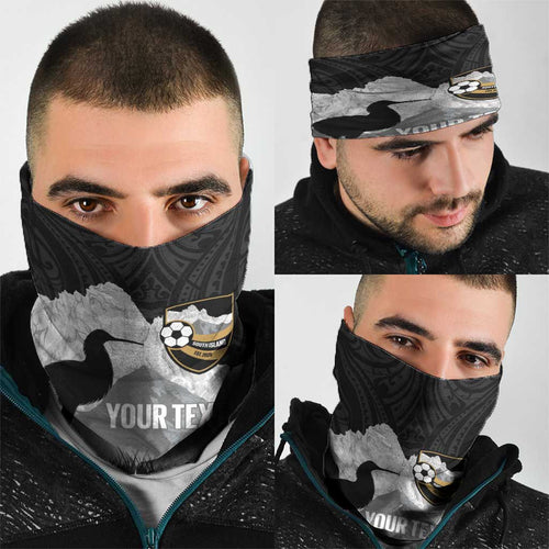 New Zealand South Island Football Custom Neck Gaiter Aoraki Mount Cook With Kiwi Maori Pattern
