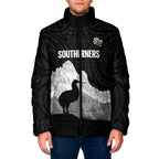 New Zealand South Island Football Custom Padded Jacket Aoraki Mount Cook With Kiwi Maori Pattern