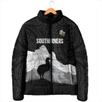 New Zealand South Island Football Custom Padded Jacket Aoraki Mount Cook With Kiwi Maori Pattern