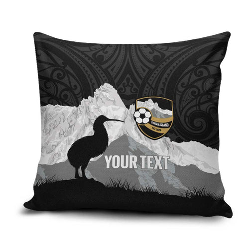 New Zealand South Island Football Custom Pillow Cover Aoraki Mount Cook With Kiwi Maori Pattern