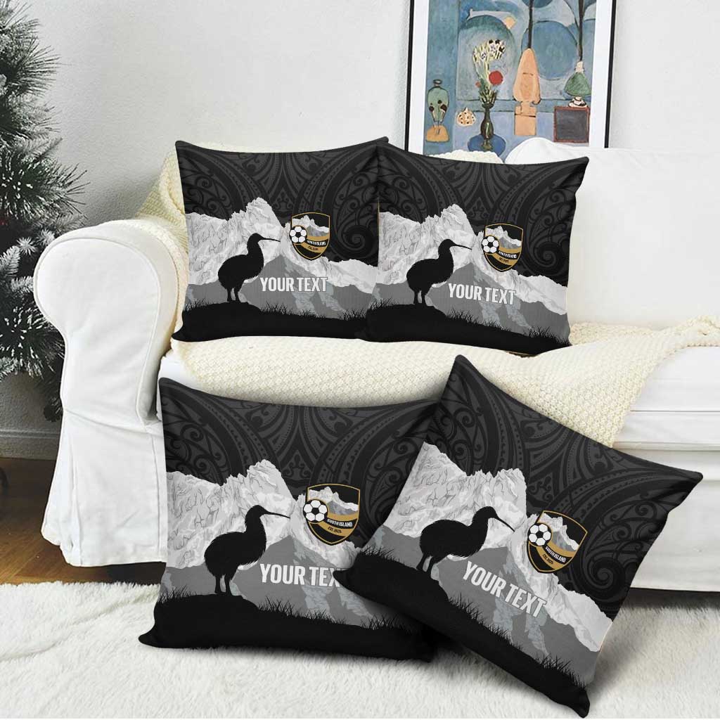 New Zealand South Island Football Custom Pillow Cover Aoraki Mount Cook With Kiwi Maori Pattern