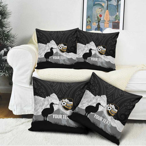 New Zealand South Island Football Custom Pillow Cover Aoraki Mount Cook With Kiwi Maori Pattern