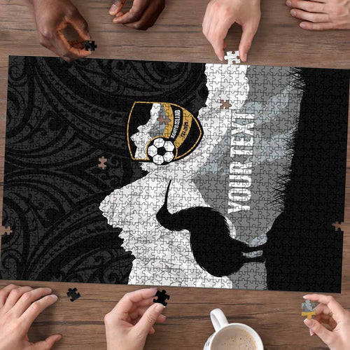 New Zealand South Island Football Custom Puzzle Aoraki Mount Cook With Kiwi Maori Pattern