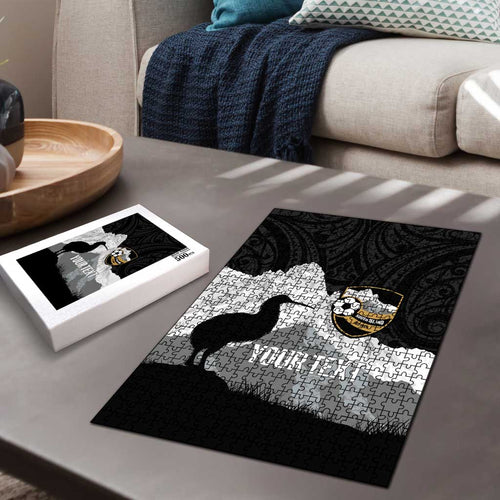 New Zealand South Island Football Custom Puzzle Aoraki Mount Cook With Kiwi Maori Pattern