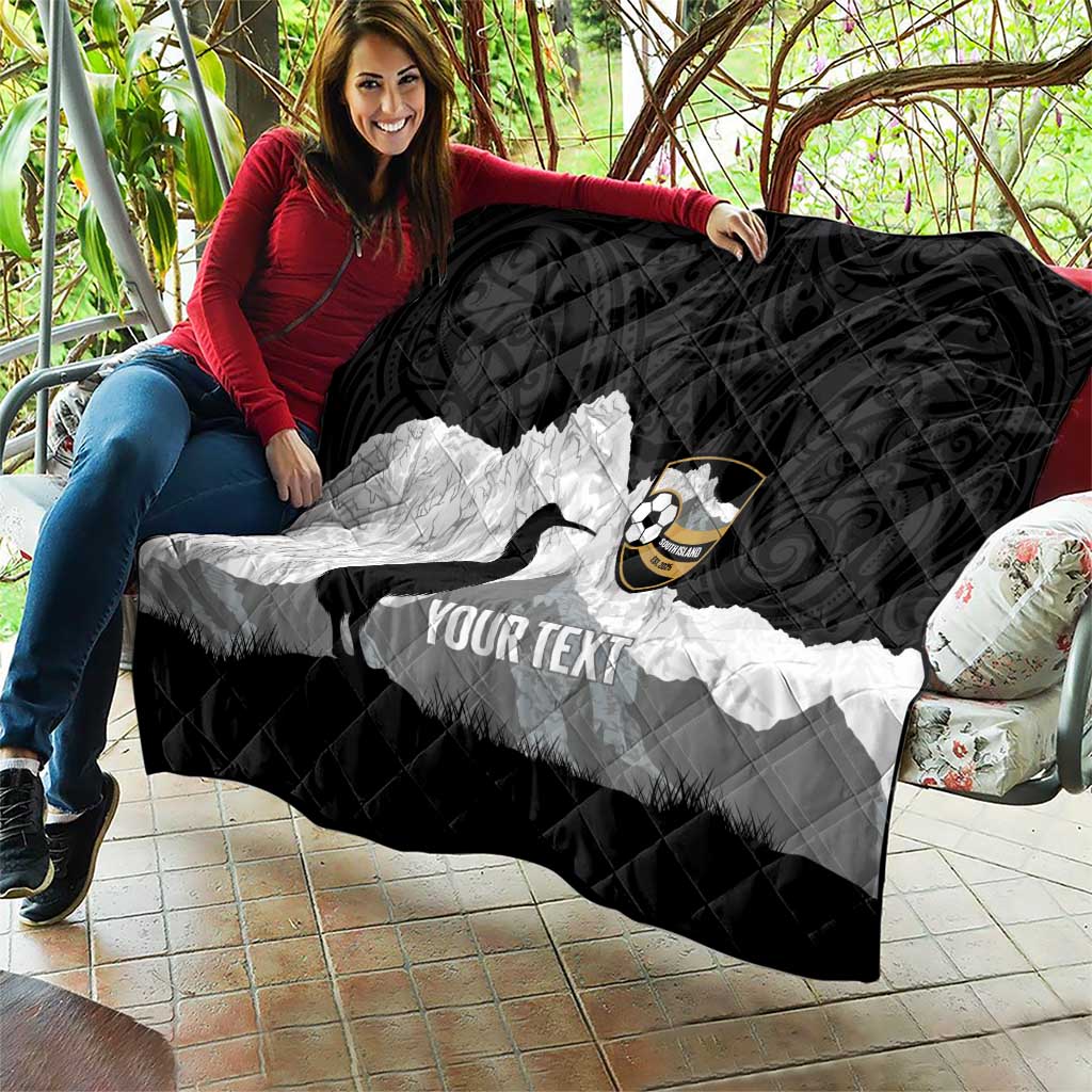 New Zealand South Island Football Custom Quilt Aoraki Mount Cook With Kiwi Maori Pattern