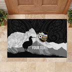 New Zealand South Island Football Custom Rubber Doormat Aoraki Mount Cook With Kiwi Maori Pattern