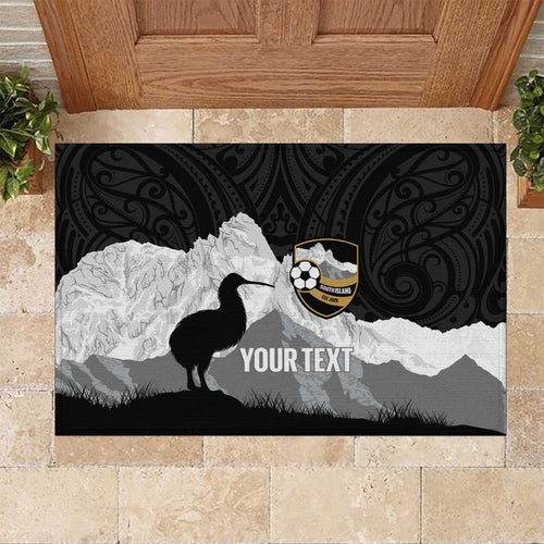 New Zealand South Island Football Custom Rubber Doormat Aoraki Mount Cook With Kiwi Maori Pattern