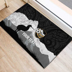 New Zealand South Island Football Custom Rubber Doormat Aoraki Mount Cook With Kiwi Maori Pattern