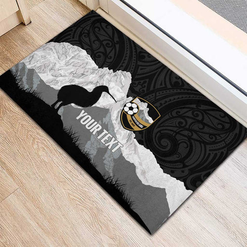 New Zealand South Island Football Custom Rubber Doormat Aoraki Mount Cook With Kiwi Maori Pattern