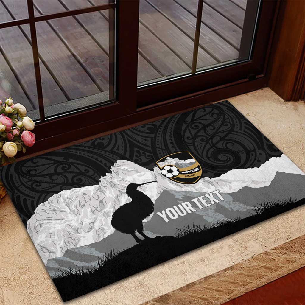 New Zealand South Island Football Custom Rubber Doormat Aoraki Mount Cook With Kiwi Maori Pattern