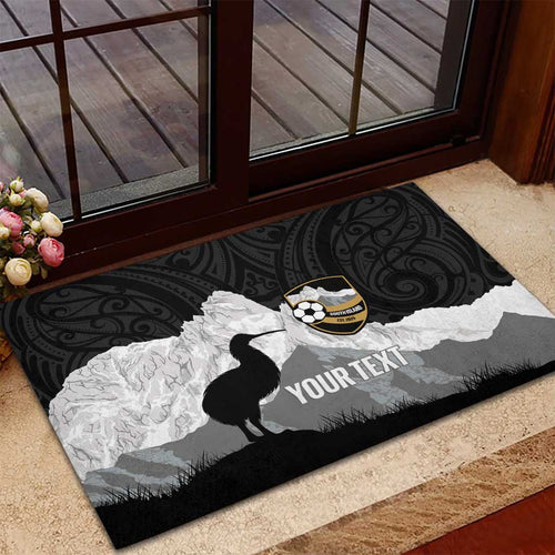 New Zealand South Island Football Custom Rubber Doormat Aoraki Mount Cook With Kiwi Maori Pattern