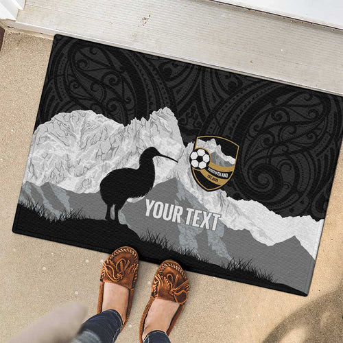New Zealand South Island Football Custom Rubber Doormat Aoraki Mount Cook With Kiwi Maori Pattern