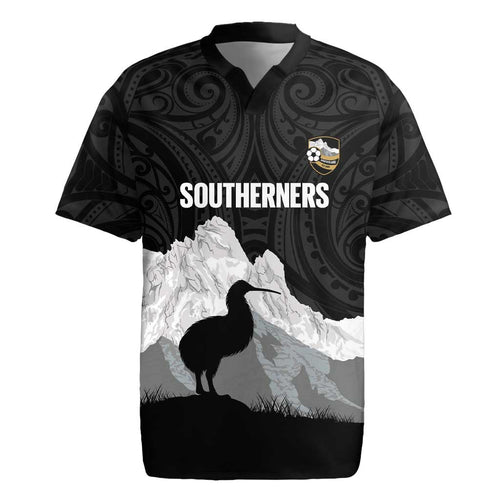 New Zealand South Island Football Custom Rugby Jersey Aoraki Mount Cook With Kiwi Maori Pattern