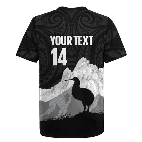 New Zealand South Island Football Custom Rugby Jersey Aoraki Mount Cook With Kiwi Maori Pattern