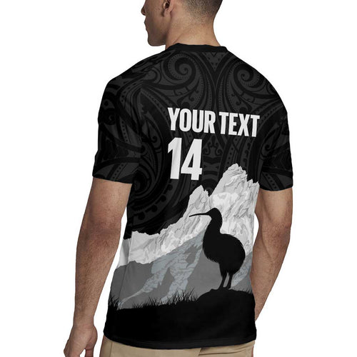 New Zealand South Island Football Custom Rugby Jersey Aoraki Mount Cook With Kiwi Maori Pattern