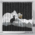 New Zealand South Island Football Custom Shower Curtain Aoraki Mount Cook With Kiwi Maori Pattern