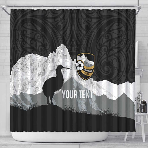 New Zealand South Island Football Custom Shower Curtain Aoraki Mount Cook With Kiwi Maori Pattern