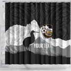 New Zealand South Island Football Custom Shower Curtain Aoraki Mount Cook With Kiwi Maori Pattern