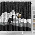 New Zealand South Island Football Custom Shower Curtain Aoraki Mount Cook With Kiwi Maori Pattern