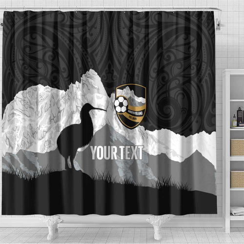 New Zealand South Island Football Custom Shower Curtain Aoraki Mount Cook With Kiwi Maori Pattern