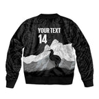 New Zealand South Island Football Custom Sleeve Zip Bomber Jacket Aoraki Mount Cook With Kiwi Maori Pattern